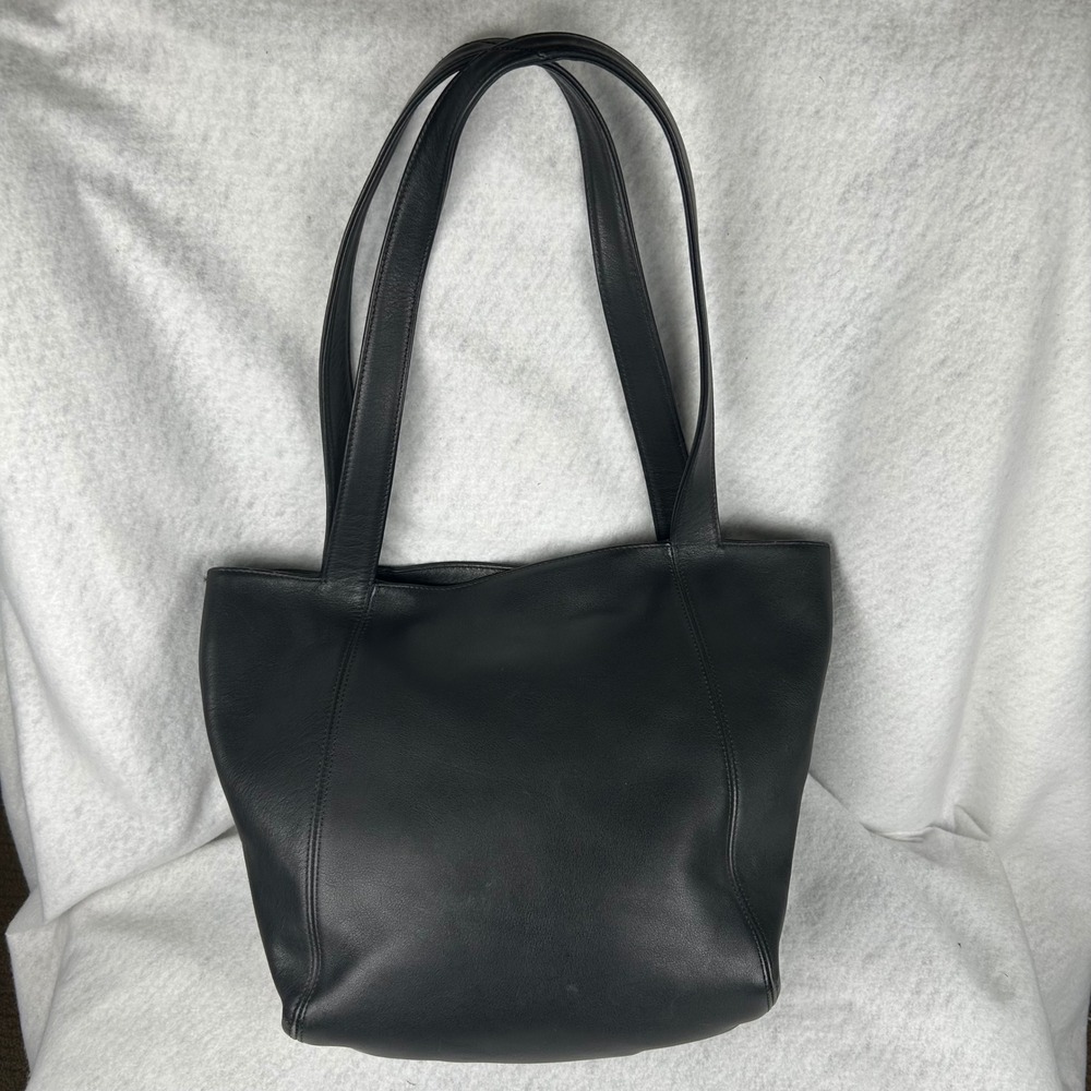 Coach Tote Bag Womens Medium Black Leather Glove Tanned Made in Italy B8E-4181